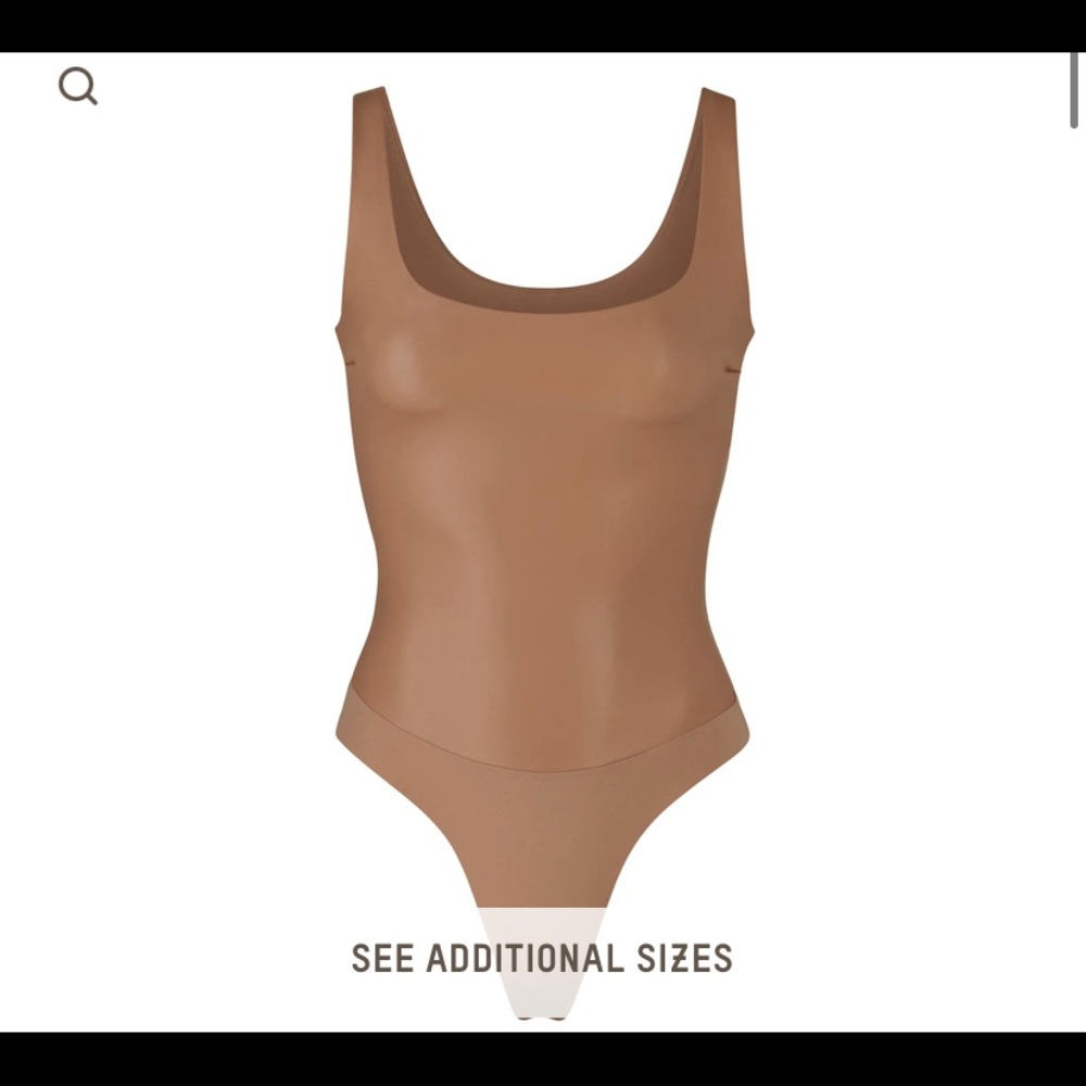 SKIMS FAUX LEATHER SCOOP BODYSUIT NWT XS